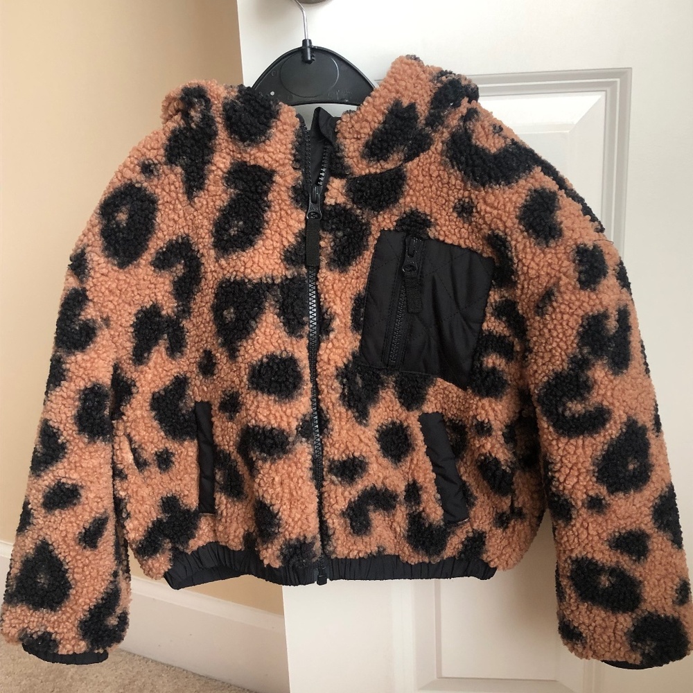 George Girls Leopard Borg Jacket – Size 4–5 Years (104–110 cm)